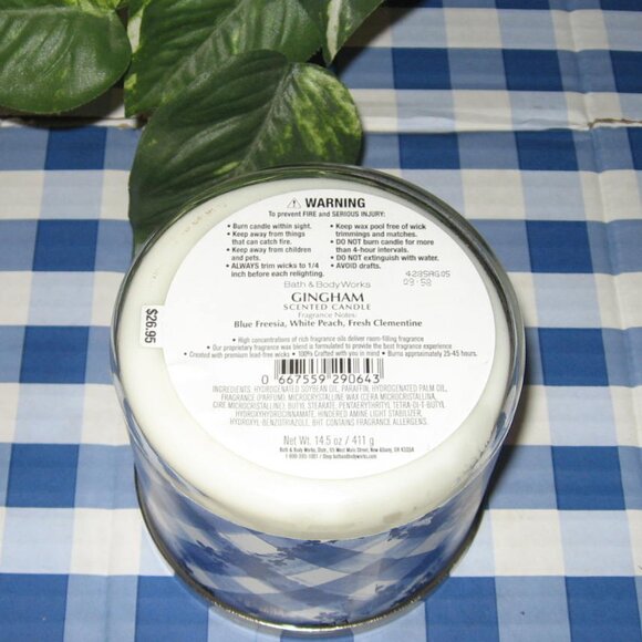 BBW Gingham 3 Wick Candle NIB - Picture 6 of 7